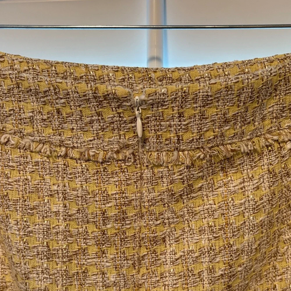 Ann Taylor Pale Yellow and Gold Tweed Skirt NWOT